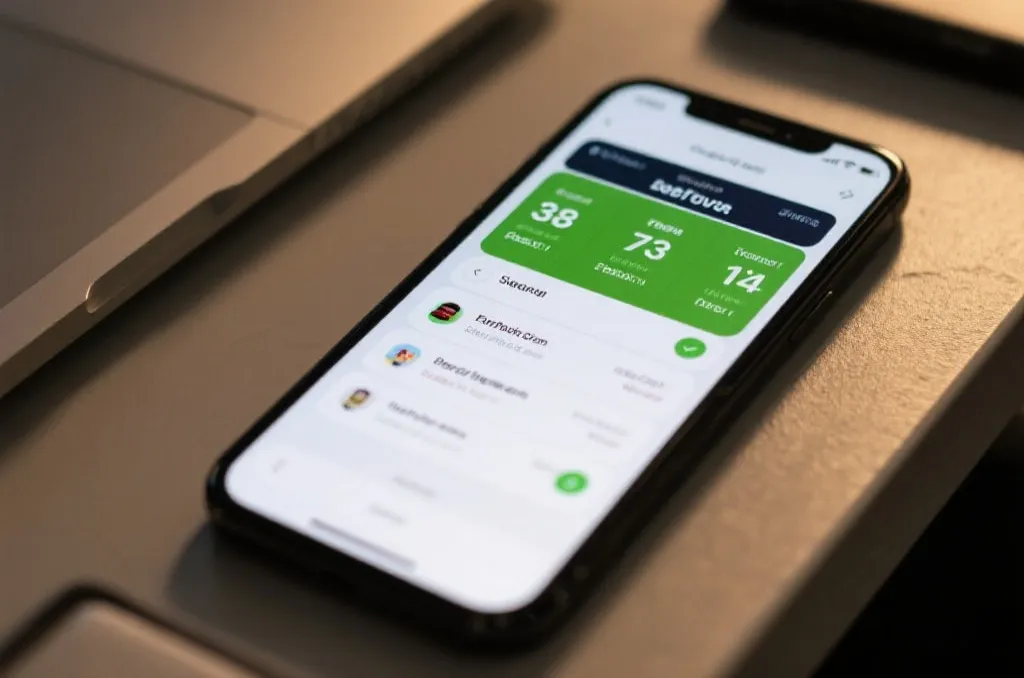 A smartphone resting on a desk displaying live match statistics and real-time push notifications on its lock screen